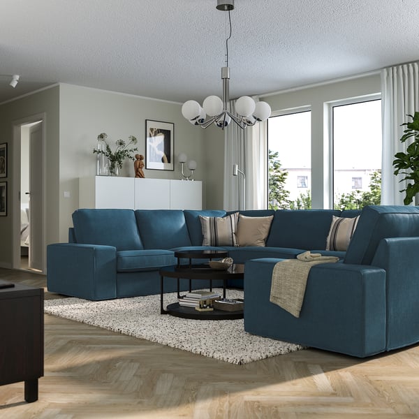 KIVIK - 7-seater U-shaped sofa, Tallmyra blue ,
