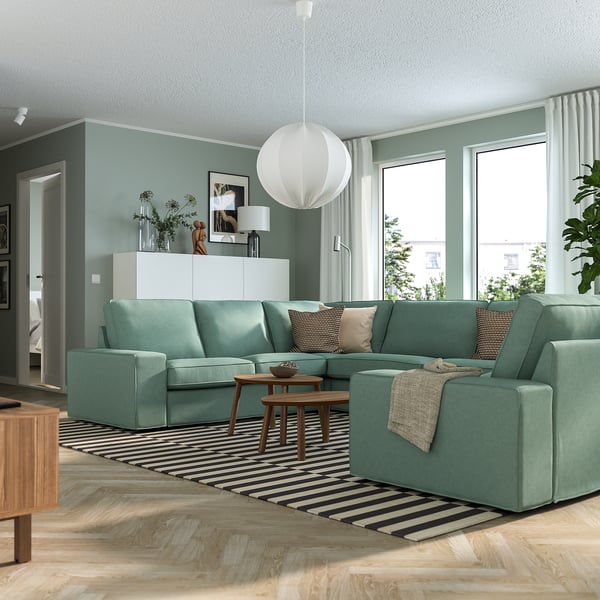KIVIK u-shaped sofa, 7-seat, Tallmyra light green, 328x83x257 cm