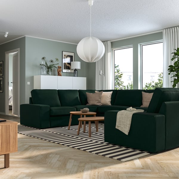 KIVIK - 7-seater U-shaped sofa, Tallmyra dark green ,