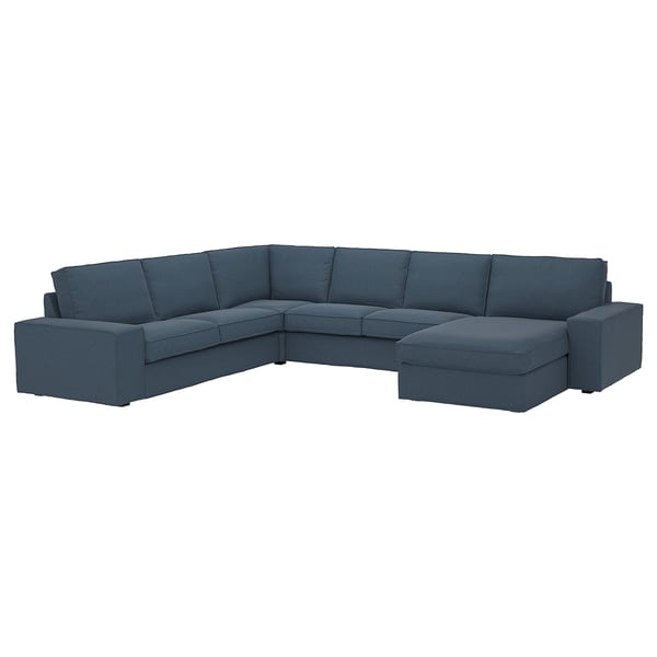 KIVIK corner sofa, 5-seat w chaise longue, Gunnared blue, 24x83x95 cm
