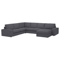 KIVIK corner sofa, 5-seat w chaise longue, Gunnared medium grey, 24x83x95 cm
