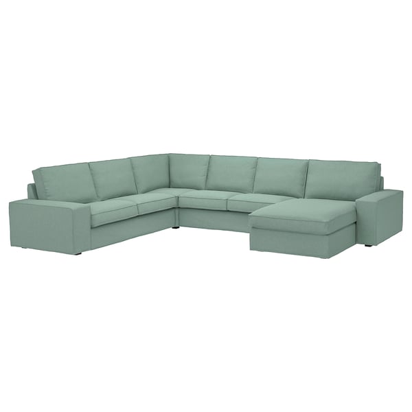 KIVIK corner sofa, 5-seat w chaise longue, Tallmyra light green, 24x83x95 cm