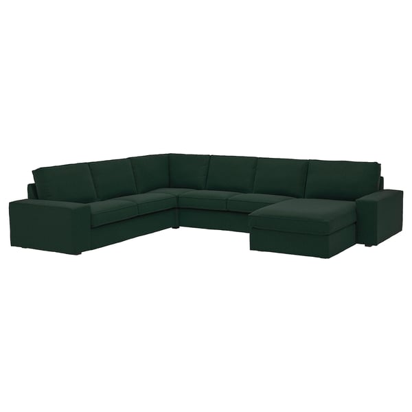 KIVIK corner sofa, 5-seat w chaise longue, Tallmyra dark green, 24x83x95 cm