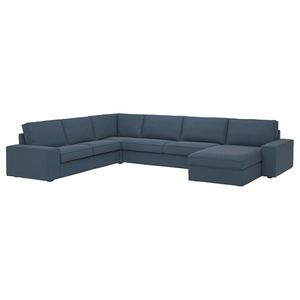 KIVIK corner sofa, 6-seat w chaise longue, Gunnared blue, 257x83x163 cm