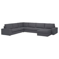KIVIK corner sofa, 6-seat w chaise longue, Gunnared medium grey, 257x83x163 cm