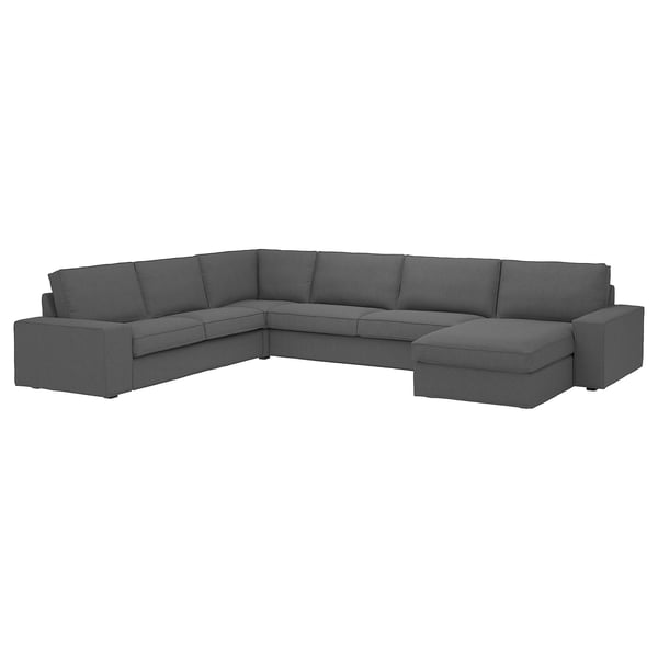KIVIK corner sofa, 6-seat w chaise longue, Tallmyra medium grey, 257x83x163 cm