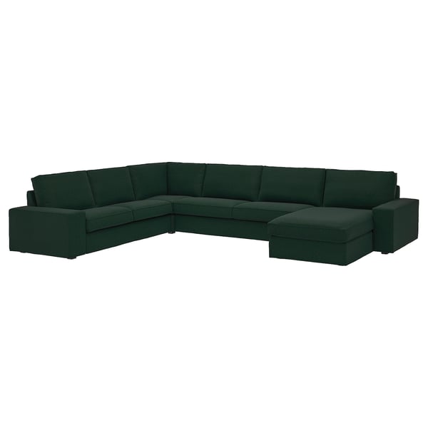 KIVIK corner sofa, 6-seat w chaise longue, Tallmyra dark green, 257x83x163 cm