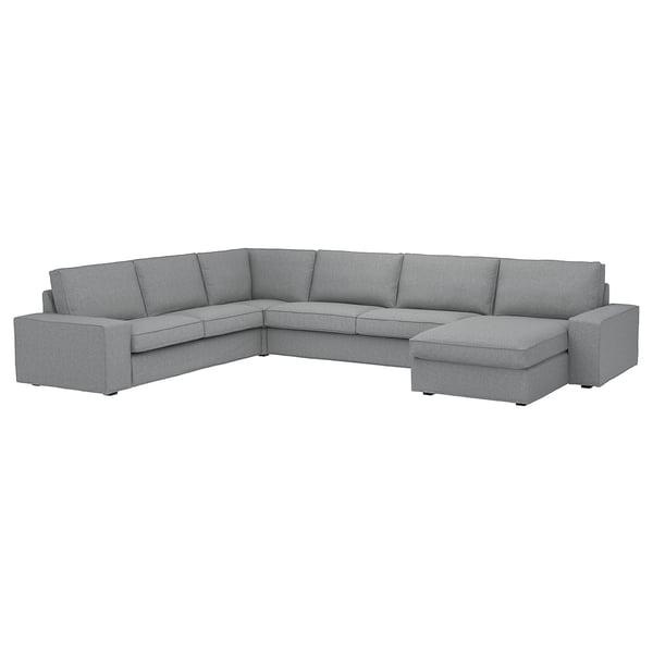 KIVIK corner sofa, 6-seat w chaise longue, Tibbleby beige/grey, 24x83x163 cm