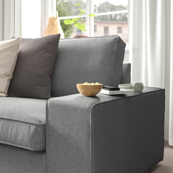 KIVIK corner sofa, 6-seat w chaise longue, Tibbleby beige/grey, 24x83x163 cm