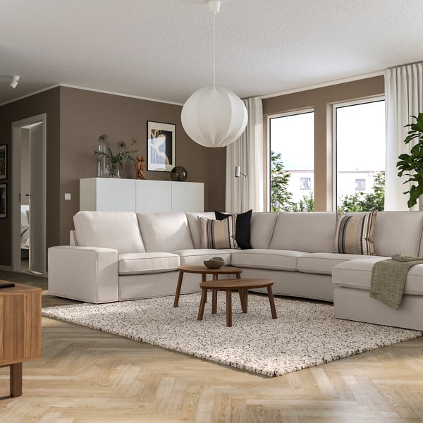 KIVIK corner sofa, 6-seat w chaise longue, Tresund light beige, 24x83x163 cm