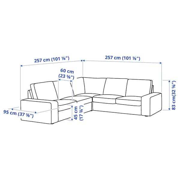 KIVIK 4-seat corner sofa, Grann / Bomstad black ,