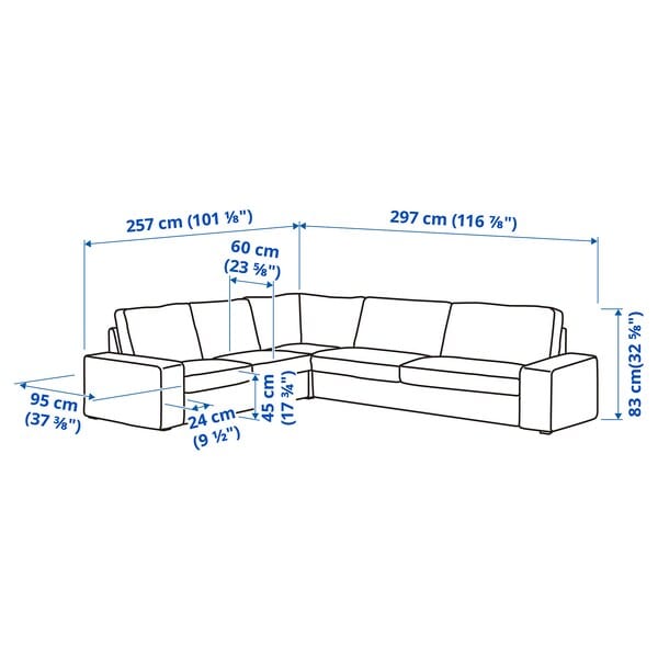 Ikea KIVIK - 5-seater corner sofa, Gunnared smoke gray
