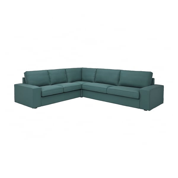KIVIK corner sofa, 5-seat, Kelinge grey-turquoise, 24x83x95 cm