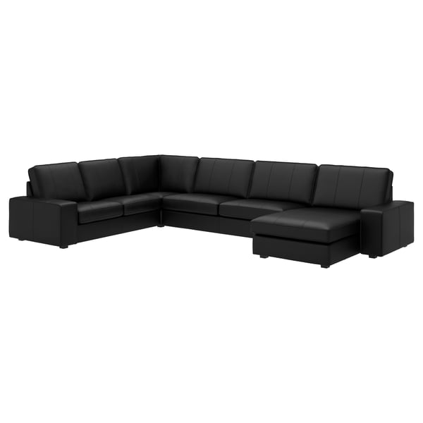 KIVIK corner sofa, 6-seat, with chaise longue/Grann/Bomstad black, 24x83x163 cm
