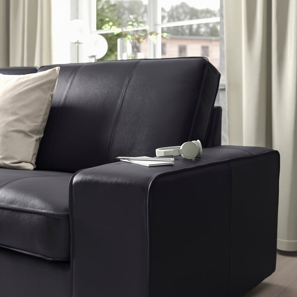 KIVIK corner sofa, 6-seat, with chaise longue/Grann/Bomstad black, 24x83x163 cm