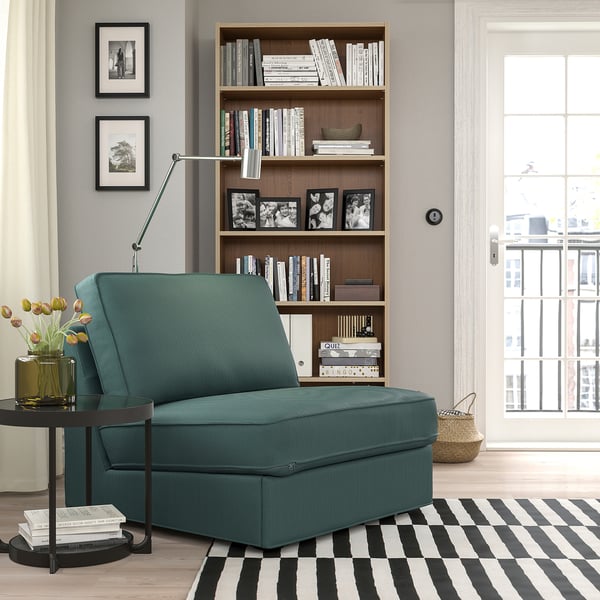 KIVIK 1-seat sofa-bed, Kelinge grey-turquoise, 90x86x97 cm