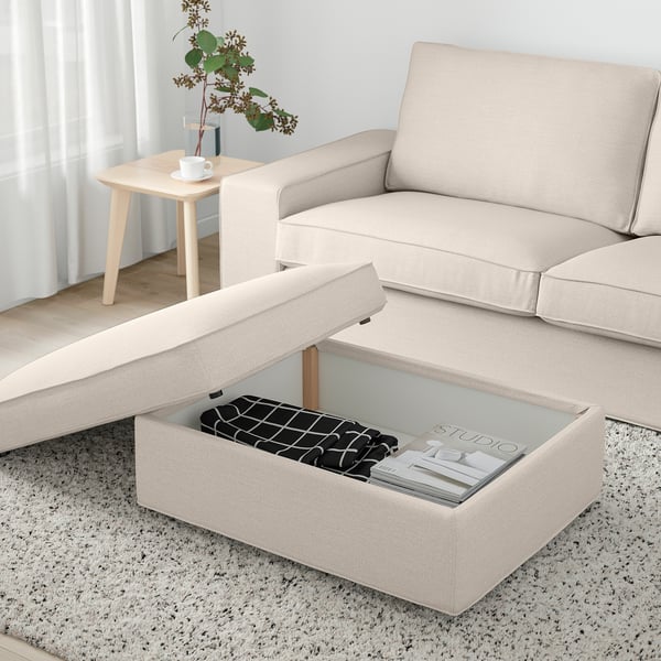 KIVIK - Footstool with storage, Gunnared beige ,