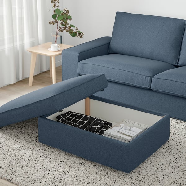 KIVIK footstool with storage, Gunnared blue, 90x43x70 cm