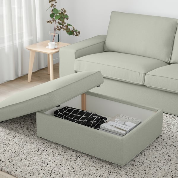 KIVIK footstool with storage, Gunnared light green, 90x43x70 cm