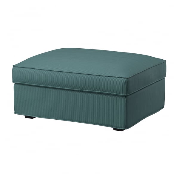 KIVIK footstool with storage, Kelinge grey-turquoise, 90x43x70 cm
