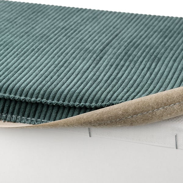 KIVIK footstool with storage, Kelinge grey-turquoise, 90x43x70 cm