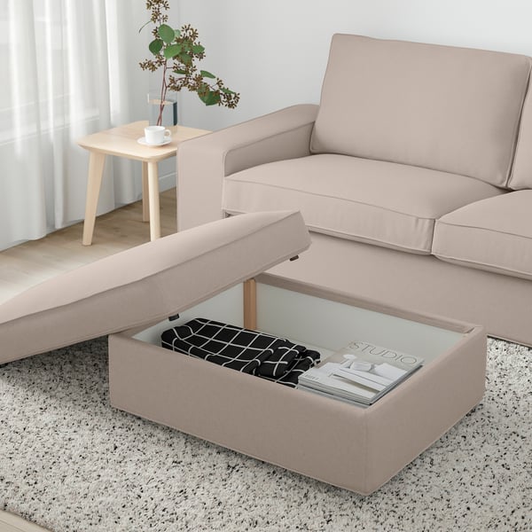 KIVIK footstool with storage, Tallmyra beige, 90x43x70 cm