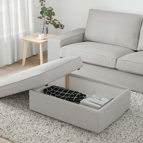 KIVIK - Footstool with storage, Tallmyra white/black ,