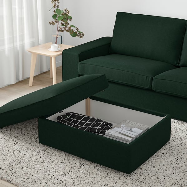 KIVIK footstool with storage, Tallmyra dark green, 90x43x70 cm