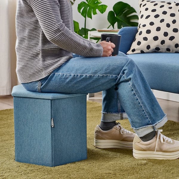 Ikea KJUGE - Pouf with storage, Knisa deep blue