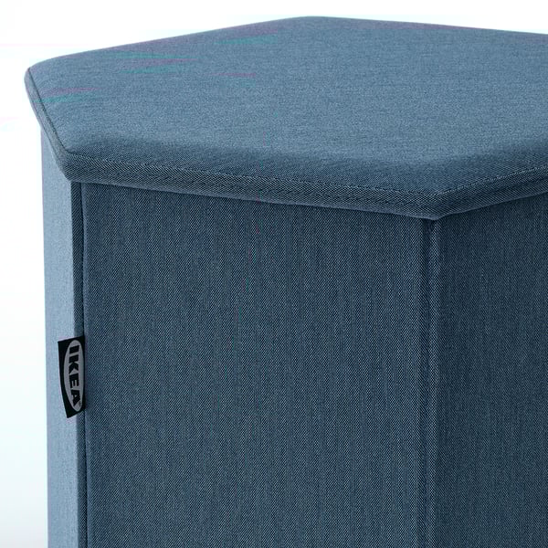 KJUGE pouffe with storage, Knisa medium blue, 38 cm