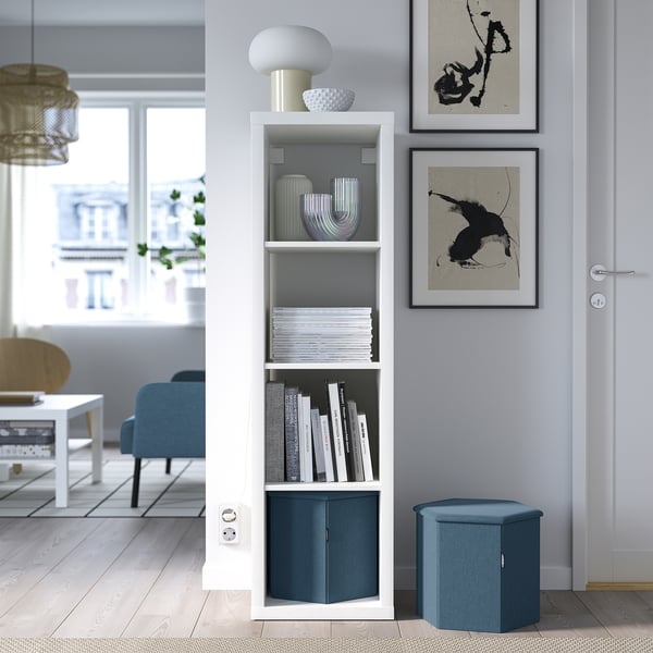 KJUGE pouffe with storage, Knisa medium blue, 38 cm