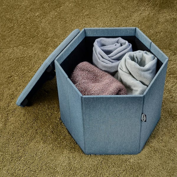 Ikea KJUGE - Pouf with storage, Knisa deep blue