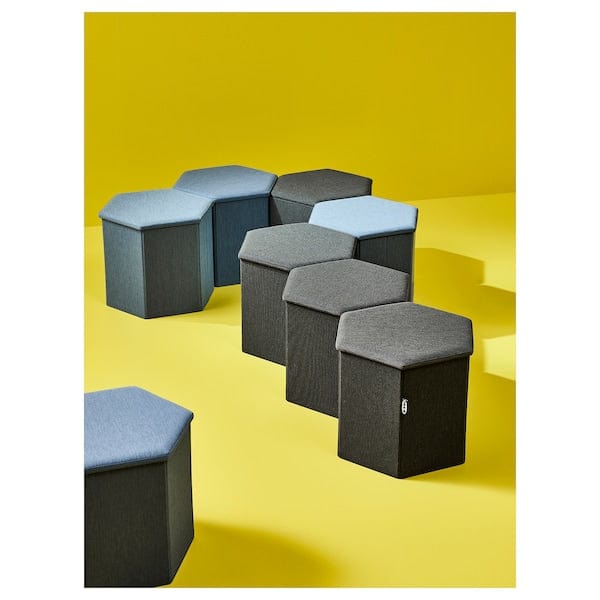 Ikea KJUGE - Pouf with storage, Knisa deep blue