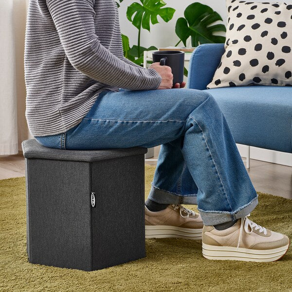 KJUGE - Ottoman with storage, Knisa dark grey