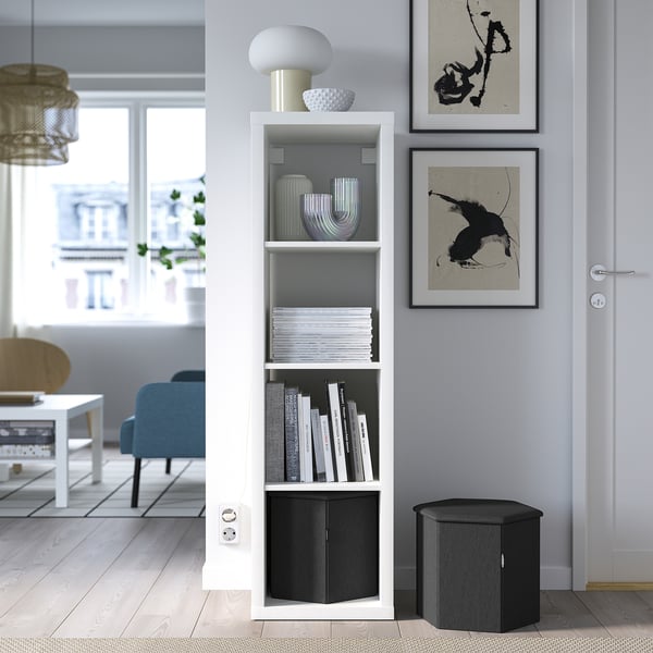 KJUGE pouffe with storage, Knisa dark grey, 38 cm
