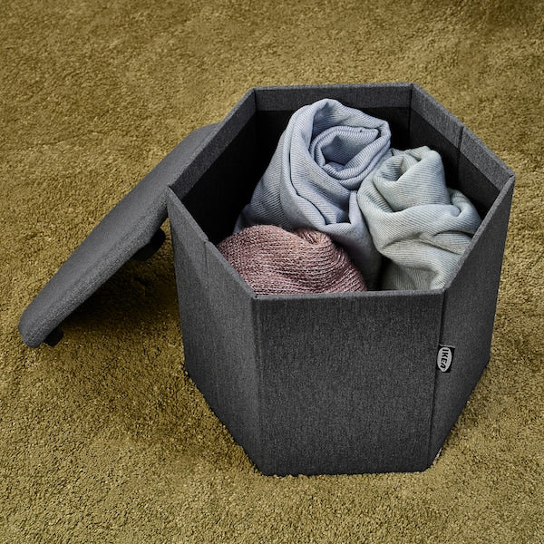 KJUGE - Ottoman with storage, Knisa dark grey