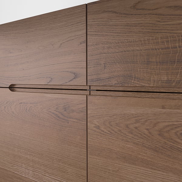 KLACKENÄS sideboard, black/oak veneer brown stained, 120x97 cm