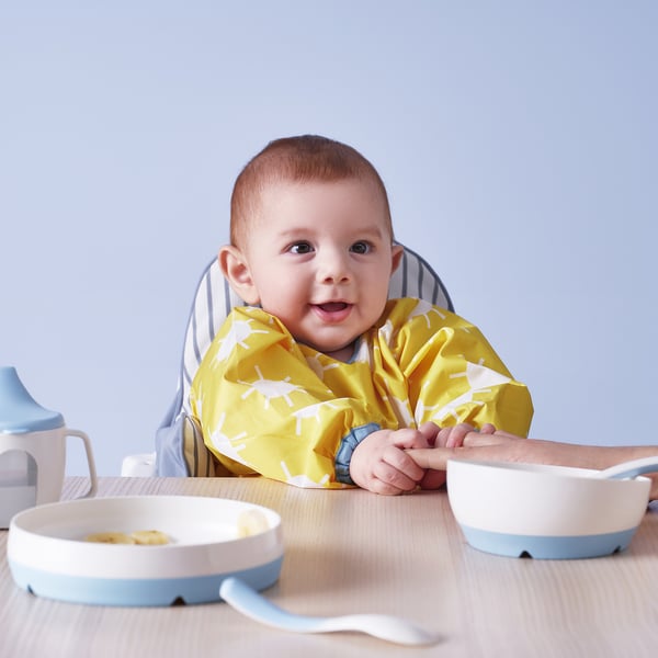 KLADDIG bib, yellow/white, 38x30 cm