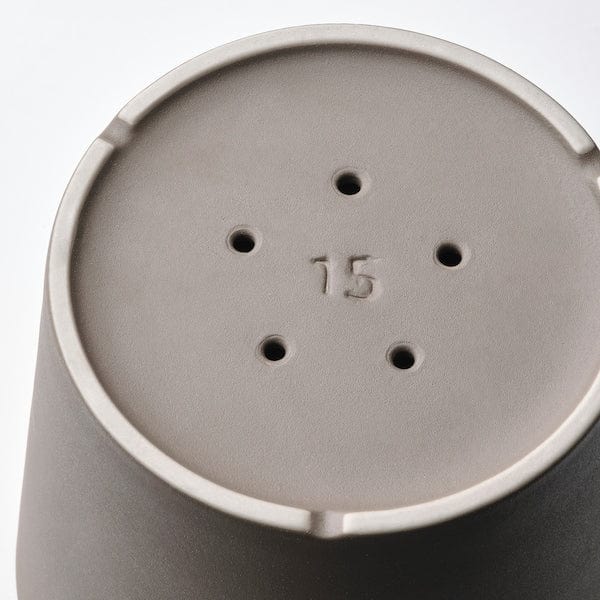 Ikea KLARBÄR - Plant pot with saucer, in/outdoor grey-brown, 15 cm