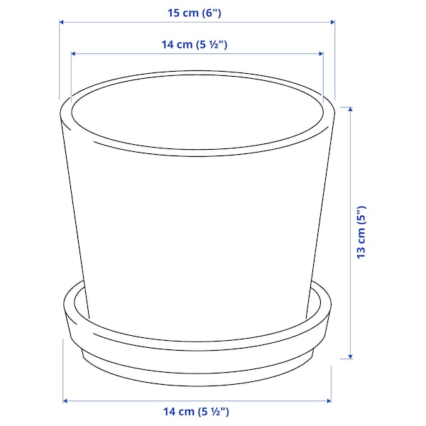 KLARBÄR - Plant pot with saucer, in/outdoor brown, 12 cm