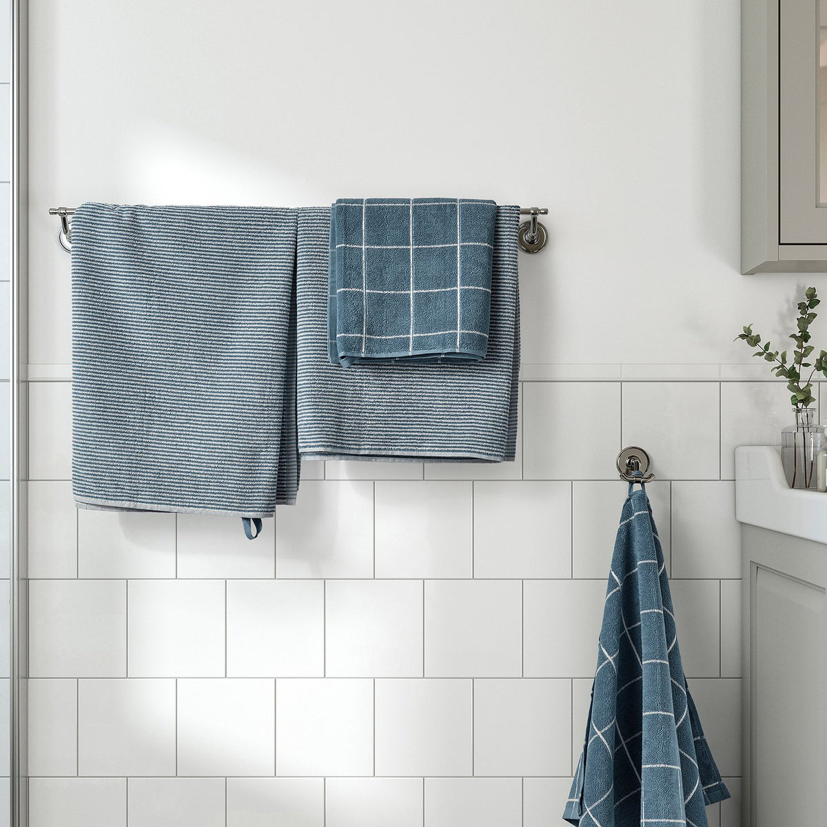 KLASESPIREA towel, set of 4, blue, 50x100/70x140 cm
