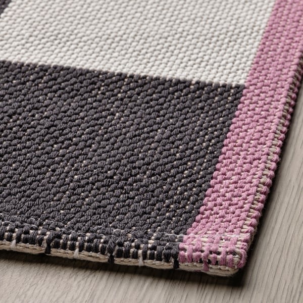 KLASSRUM rug, flatwoven, white/black, 133x195 cm