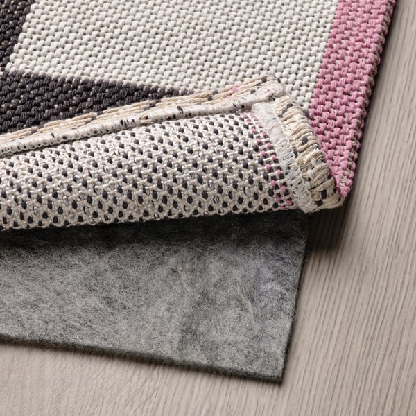KLASSRUM rug, flatwoven, white/black, 133x195 cm