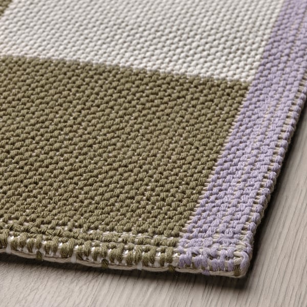 KLASSRUM rug, flatwoven, white/green, 133x195 cm