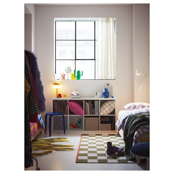 KLASSRUM rug, flatwoven, white/green, 133x195 cm
