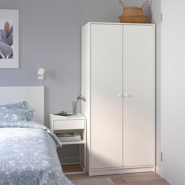 KLEPPSTAD wardrobe with 2 doors, white, 79x176 cm