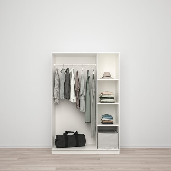 KLEPPSTAD wardrobe with 3 doors, white, 117x55x176 cm