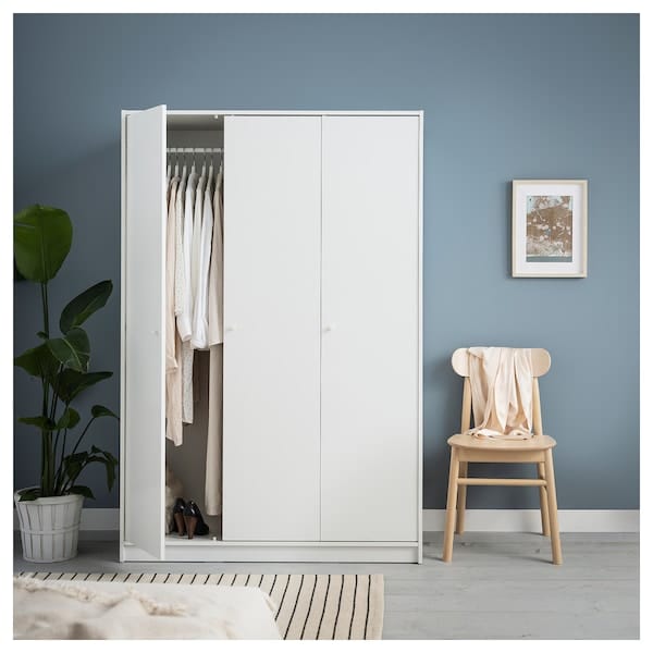 Ikea KLEPPSTAD - Wardrobe with 3 doors, white, 117x176 cm