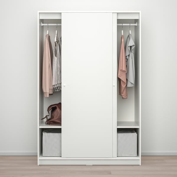 KLEPPSTAD wardrobe with sliding doors, white, 117x55x176 cm