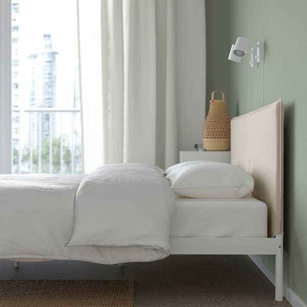 Ikea KLEPPSTAD - Bed frame, white/Vissle beige, 160x200 cm
